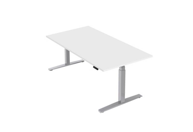 boho office® Schreibtisch Basic Line, Silber höhenverstellbar 80 mm/Sek, Tischplatte Lichtgrau 160 x 80 cm von boho office®