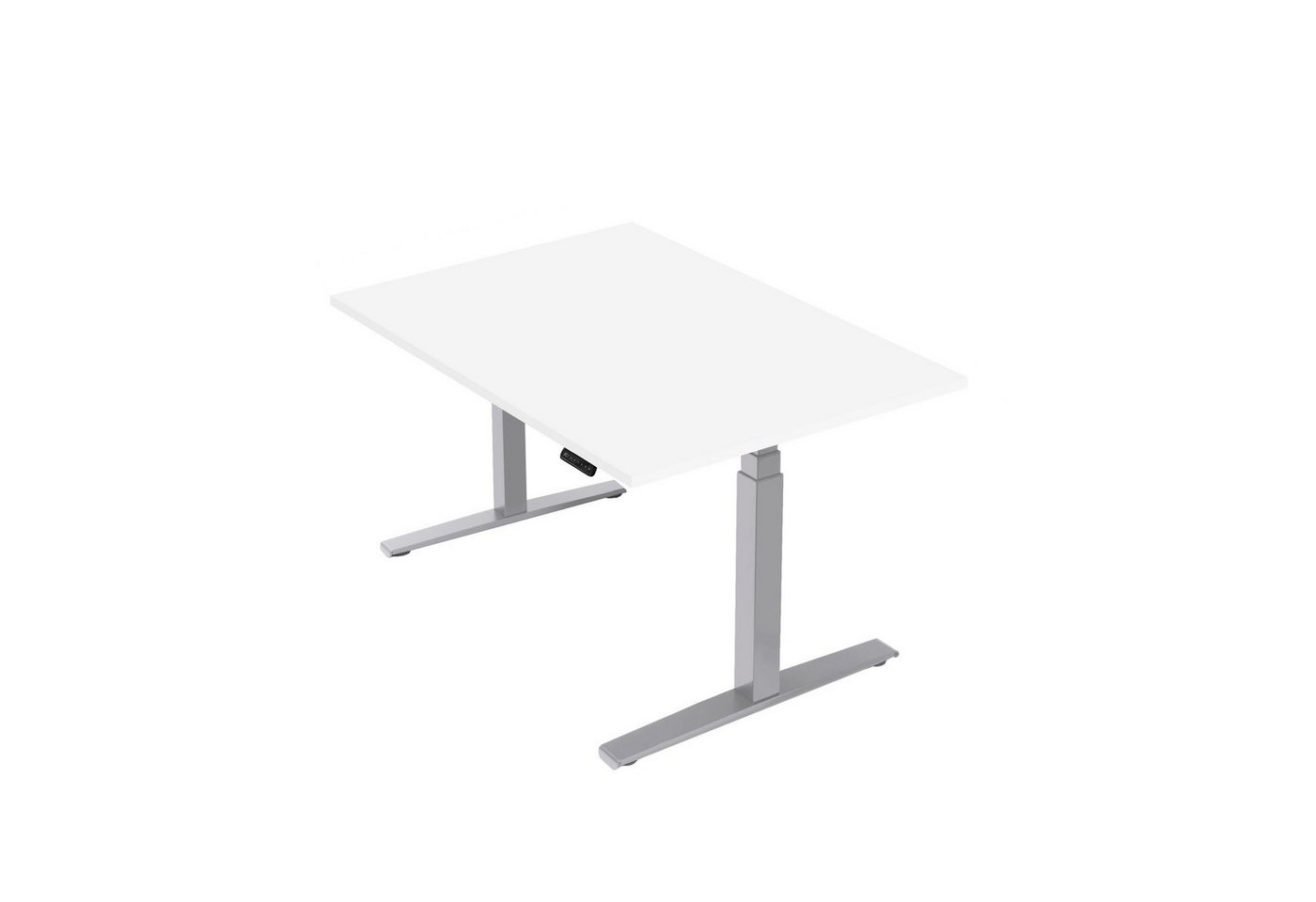 boho office® Schreibtisch Basic Line, Silber höhenverstellbar 80 mm/Sek, Tischplatte Weiß 120 x 80 cm von boho office®