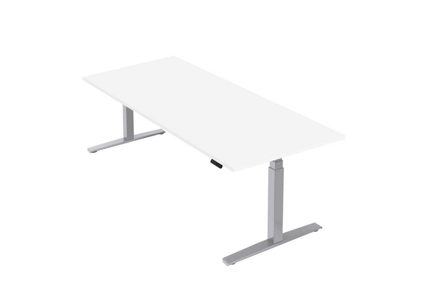 boho office® Schreibtisch Basic Line, Silber höhenverstellbar 80 mm/Sek, Tischplatte Weiß 180 x 80 cm von boho office®