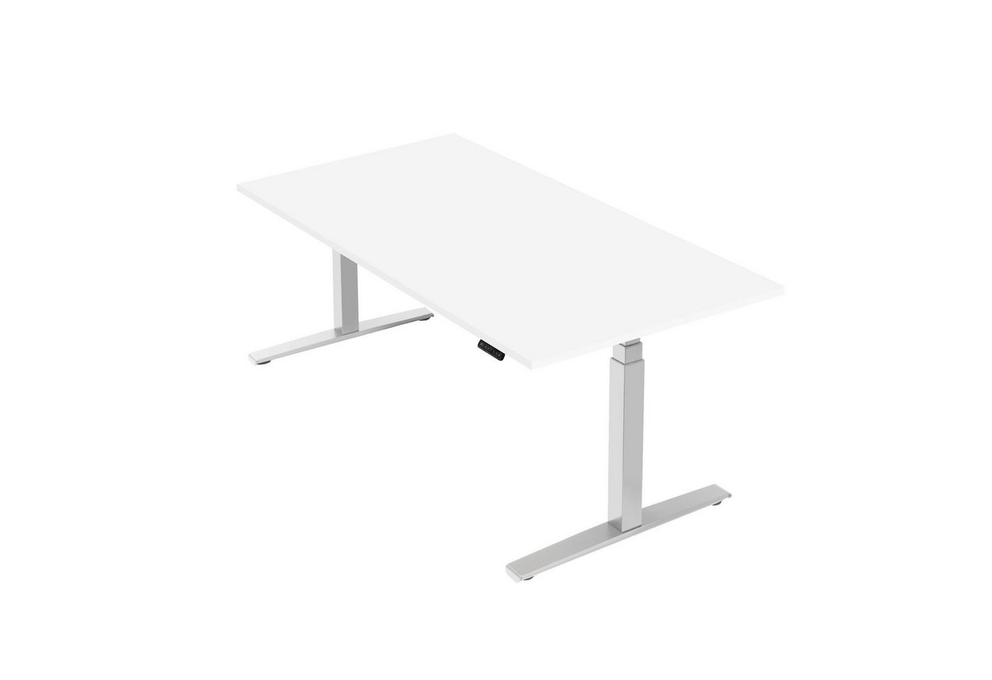 boho office® Schreibtisch Basic Line, Weiß höhenverstellbar 80 mm/Sek, Tischplatte Weiß 160 x 80 cm von boho office®