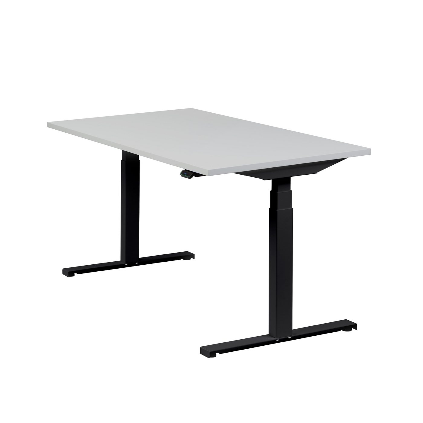 boho office® Schreibtisch Easydesk, Schwarz elektrisch höhenverstellbar Tischplatte Lichtgrau 140 x 80 cm von boho office®