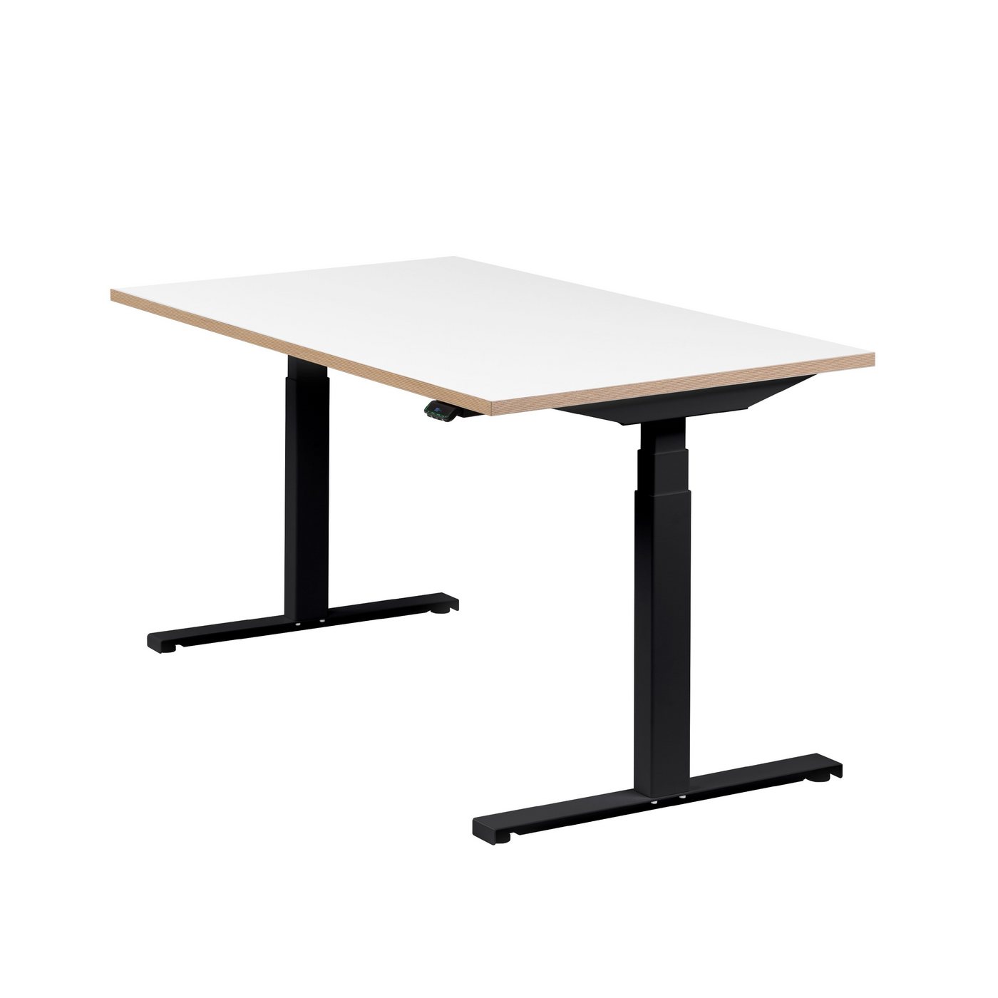 boho office® Schreibtisch Easydesk, Schwarz elektrisch höhenverstellbar Tischplatte Weiß 140 x 80 cm von boho office®