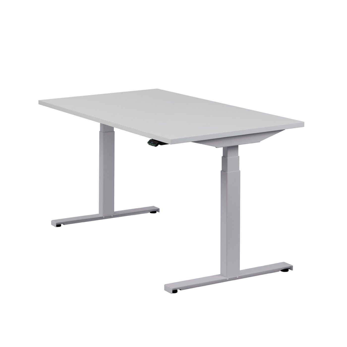 boho office® Schreibtisch Easydesk, Silber elektrisch höhenverstellbar Tischplatte Lichtgrau 140 x 80 cm von boho office®