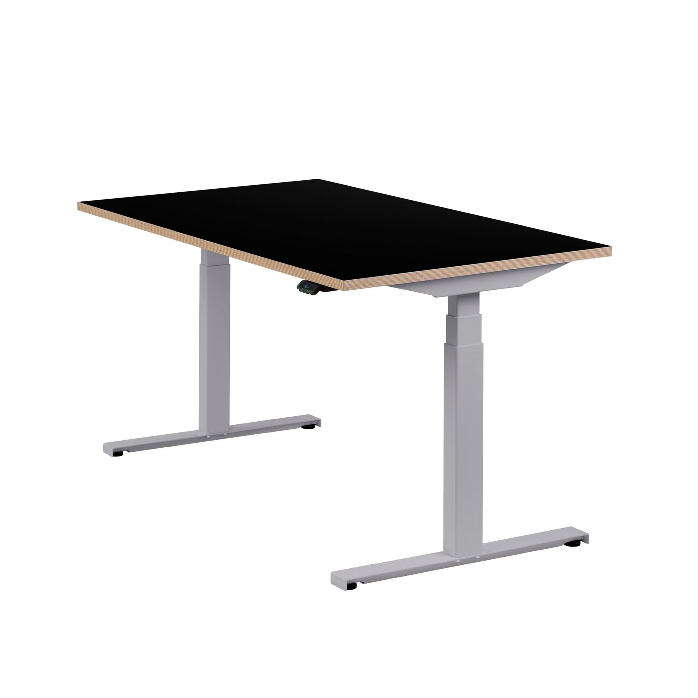 boho office® Schreibtisch Easydesk, Silber elektrisch höhenverstellbar Tischplatte Schwarz 140 x 80 cm von boho office®