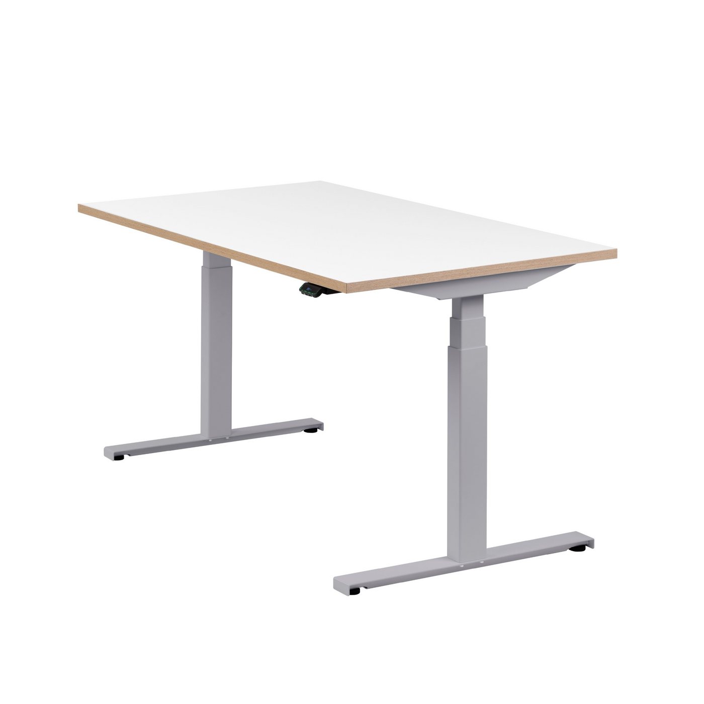 boho office® Schreibtisch Easydesk, Silber elektrisch höhenverstellbar Tischplatte Weiß 140 x 80 cm von boho office®