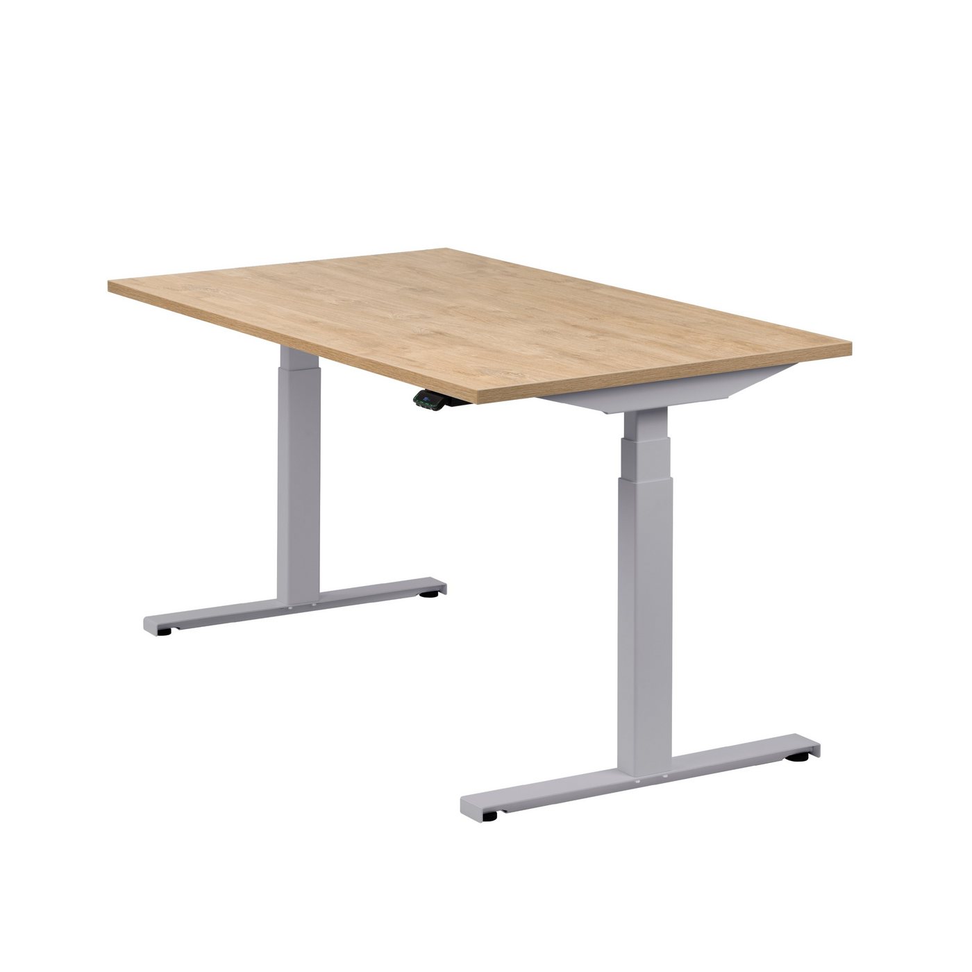 boho office® Schreibtisch Easydesk, Silber elektrisch höhenverstellbar Tischplatte Wildeiche 140 x 80 cm von boho office®