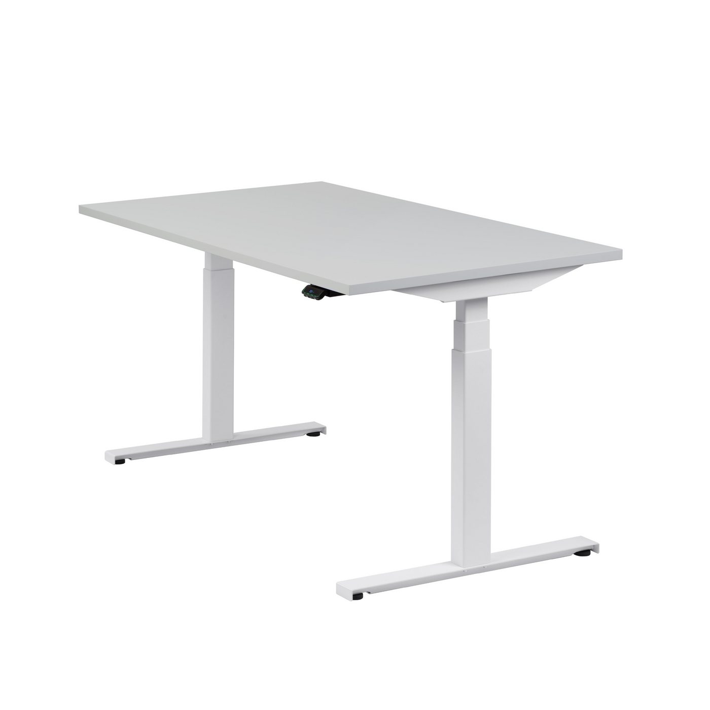 boho office® Schreibtisch Easydesk, Weiß elektrisch höhenverstellbar Tischplatte Lichtgrau 140 x 80 cm von boho office®