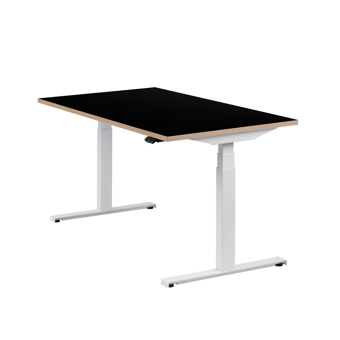 boho office® Schreibtisch Easydesk, Weiß elektrisch höhenverstellbar Tischplatte Schwarz 140 x 80 cm von boho office®