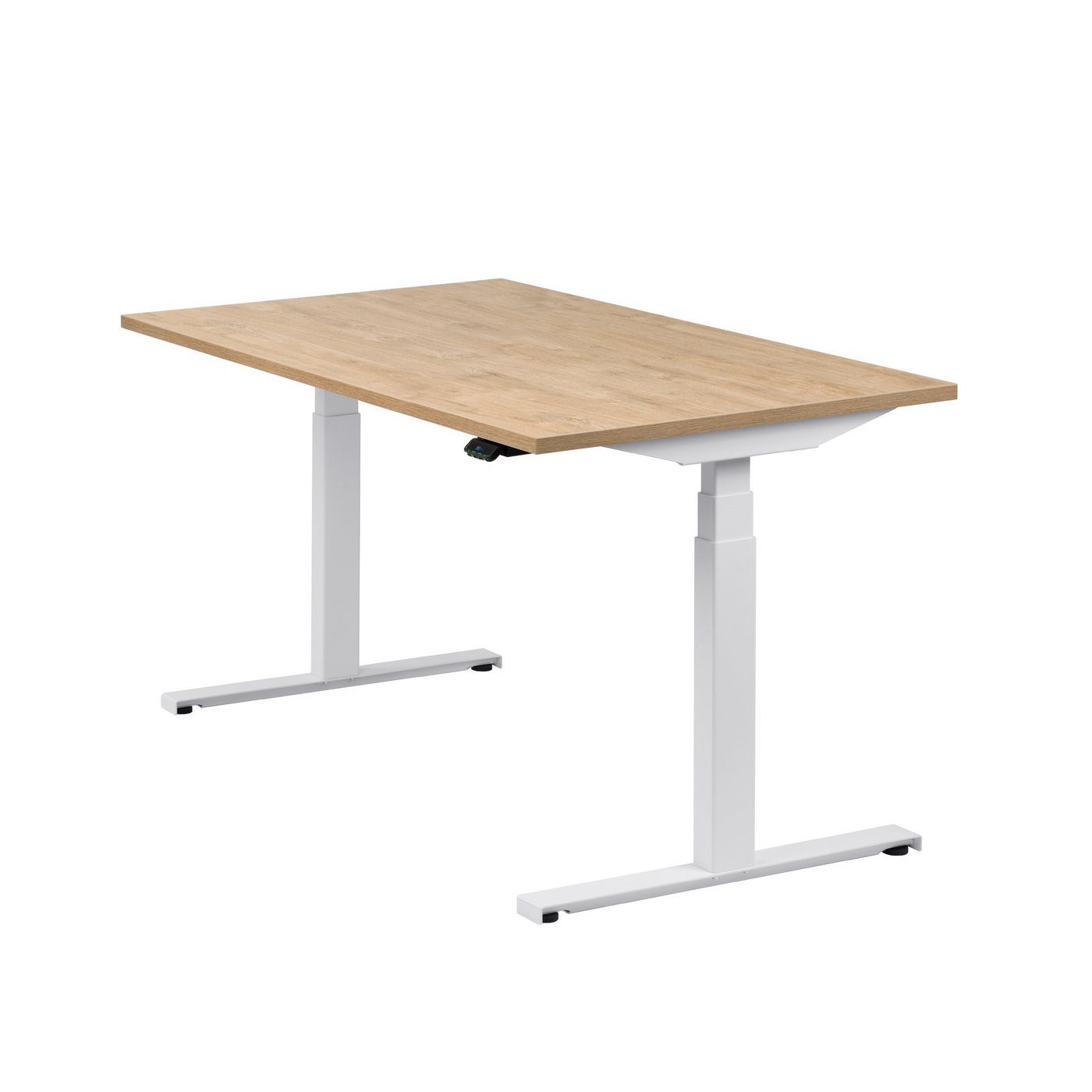 boho office® Schreibtisch Easydesk, Weiß elektrisch höhenverstellbar Tischplatte Wildeiche 140 x 80 cm von boho office®