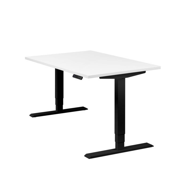 boho office® Schreibtisch Homedesk, Schwarz elektrisch höhenverstellbar, Tischplatte Weiß 120 x 80 cm von boho office®