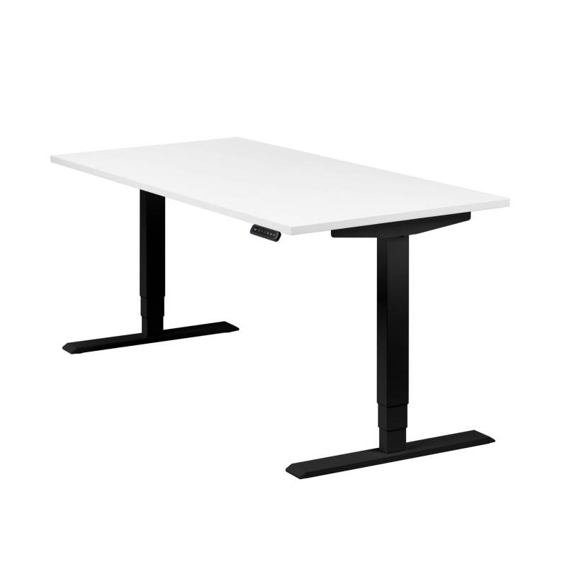 boho office® Schreibtisch Homedesk, Schwarz elektrisch höhenverstellbar, Tischplatte Weiß 160 x 80 cm von boho office®