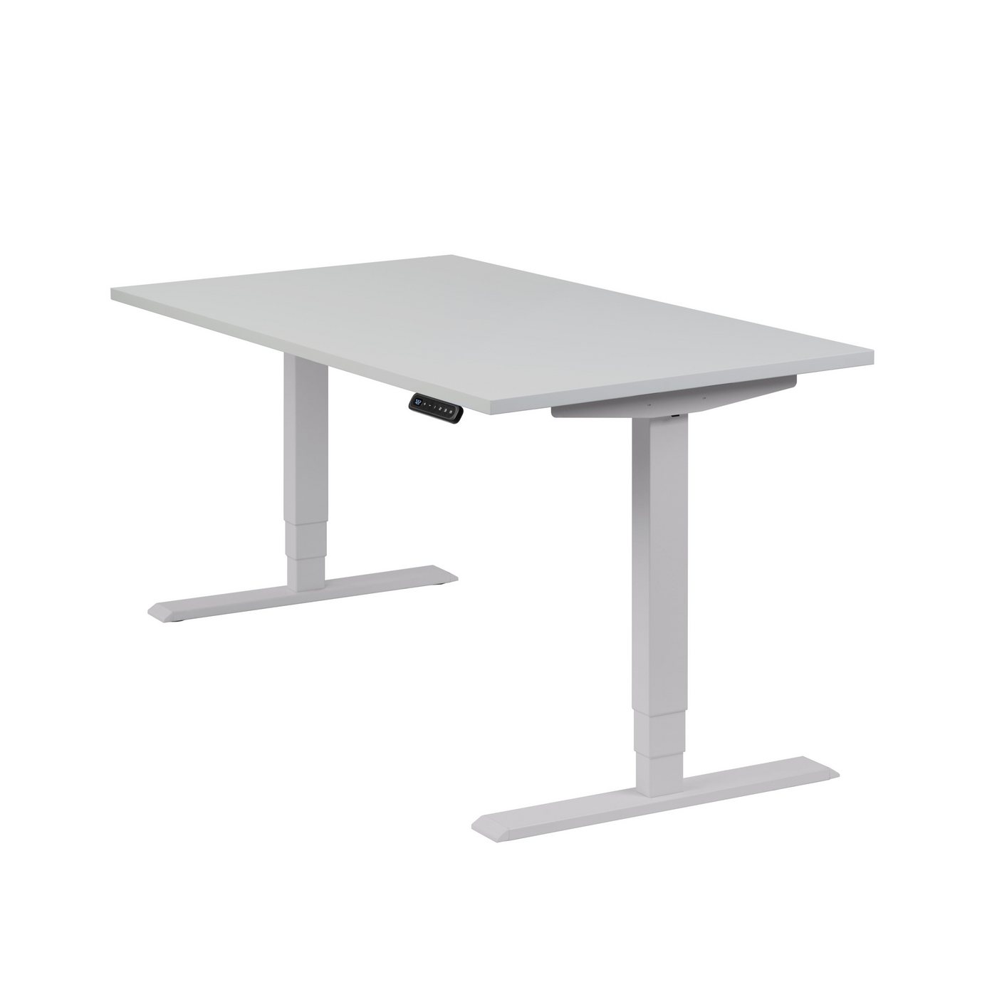 boho office® Schreibtisch Homedesk, Silber elektrisch höhenverstellbar, Tischplatte Lichtgrau 140 x 80 cm von boho office®