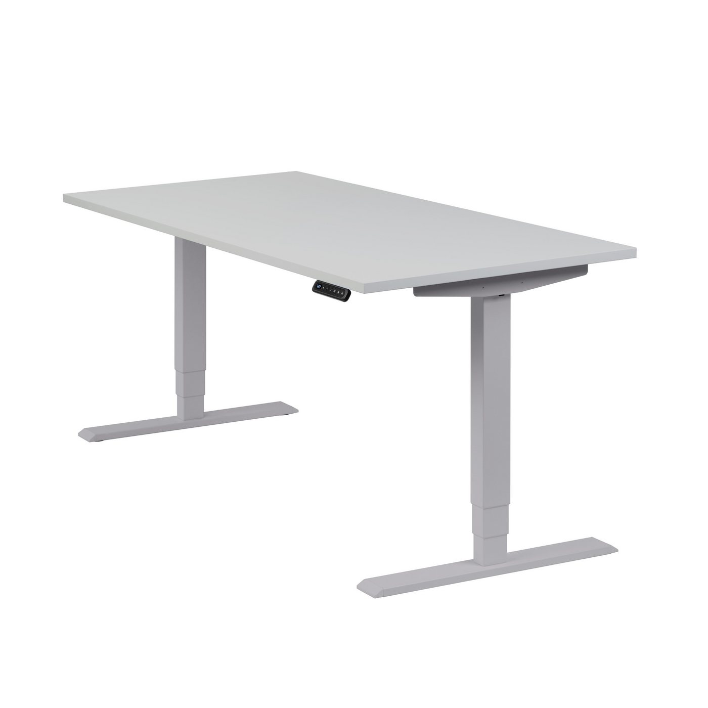 boho office® Schreibtisch Homedesk, Silber elektrisch höhenverstellbar, Tischplatte Lichtgrau 160 x 80 cm von boho office®