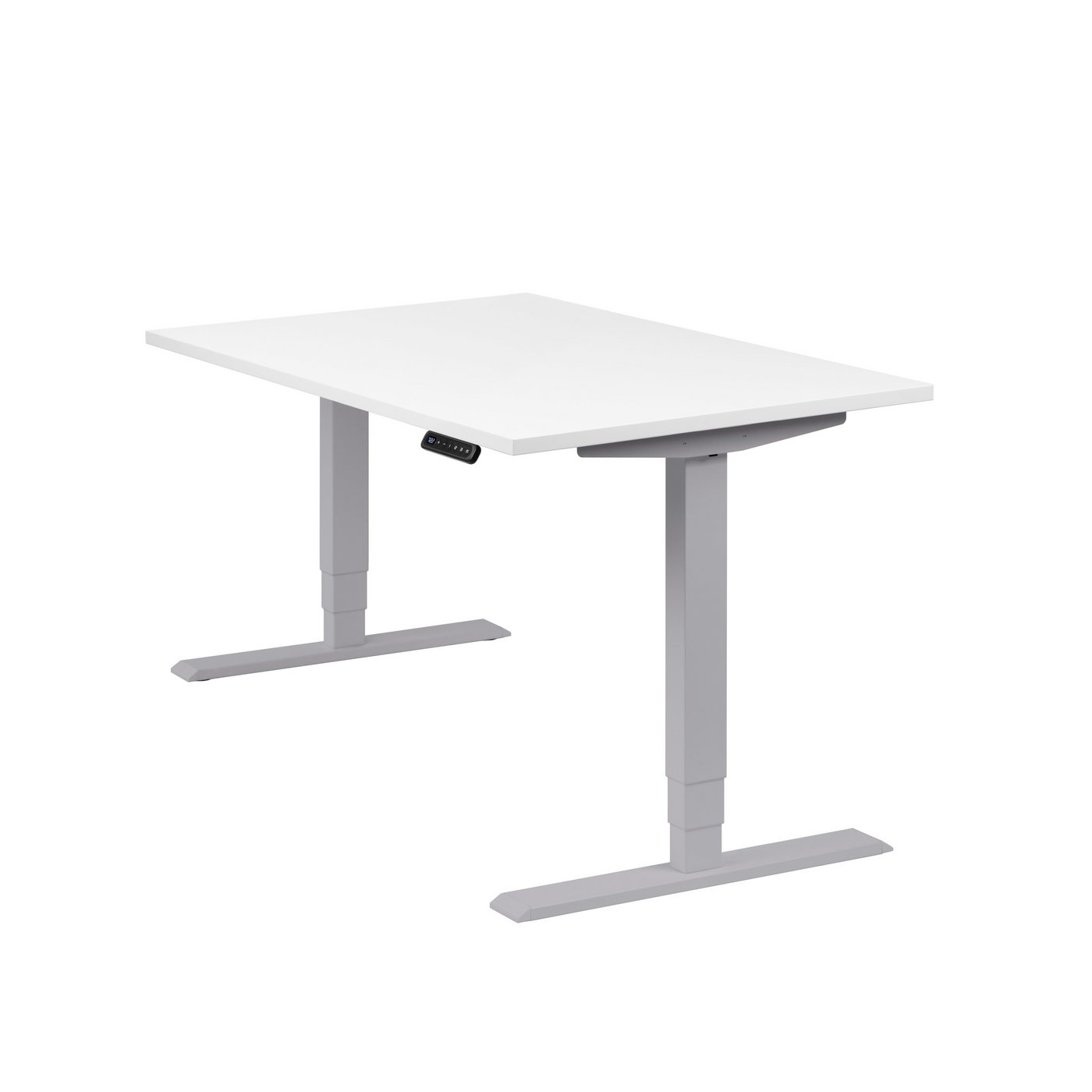 boho office® Schreibtisch Homedesk, Silber elektrisch höhenverstellbar, Tischplatte Weiß 120 x 80 cm von boho office®