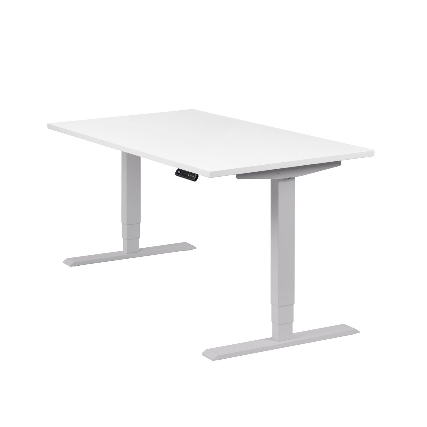 boho office® Schreibtisch Homedesk, Silber elektrisch höhenverstellbar, Tischplatte Weiß 140 x 80 cm von boho office®