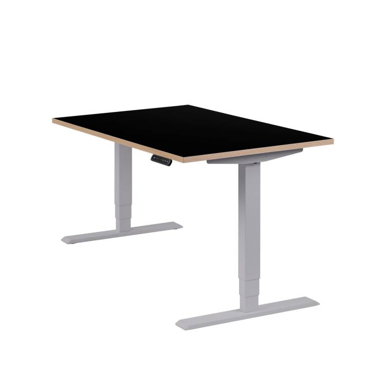 boho office® Schreibtisch Homedesk, Silber elektrisch höhenverstellbar - Tischplatte Schwarz - 120 x 80 cm von boho office®