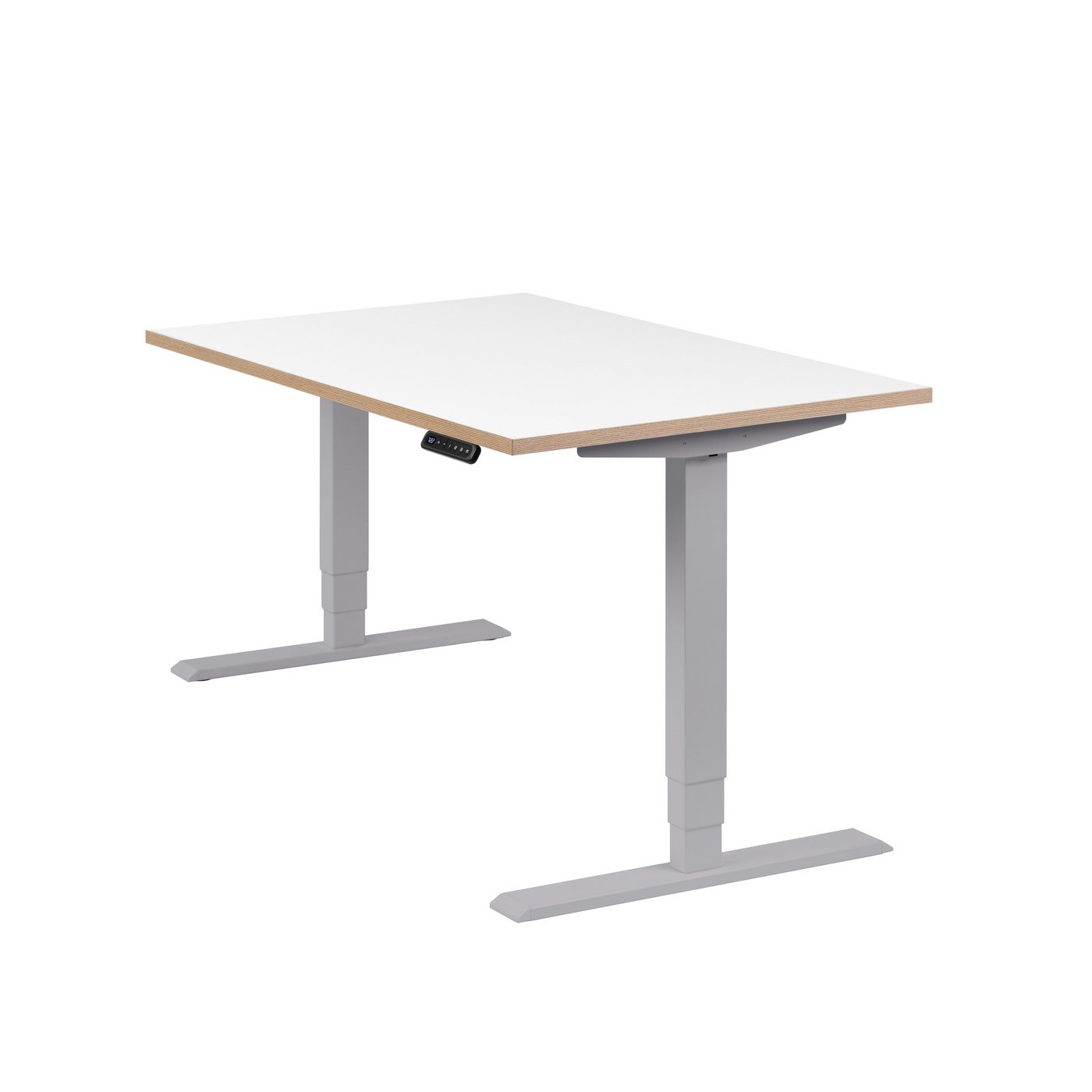 boho office® Schreibtisch Homedesk, Silber elektrisch höhenverstellbar - Tischplatte Weiß 120 x 80 cm von boho office®