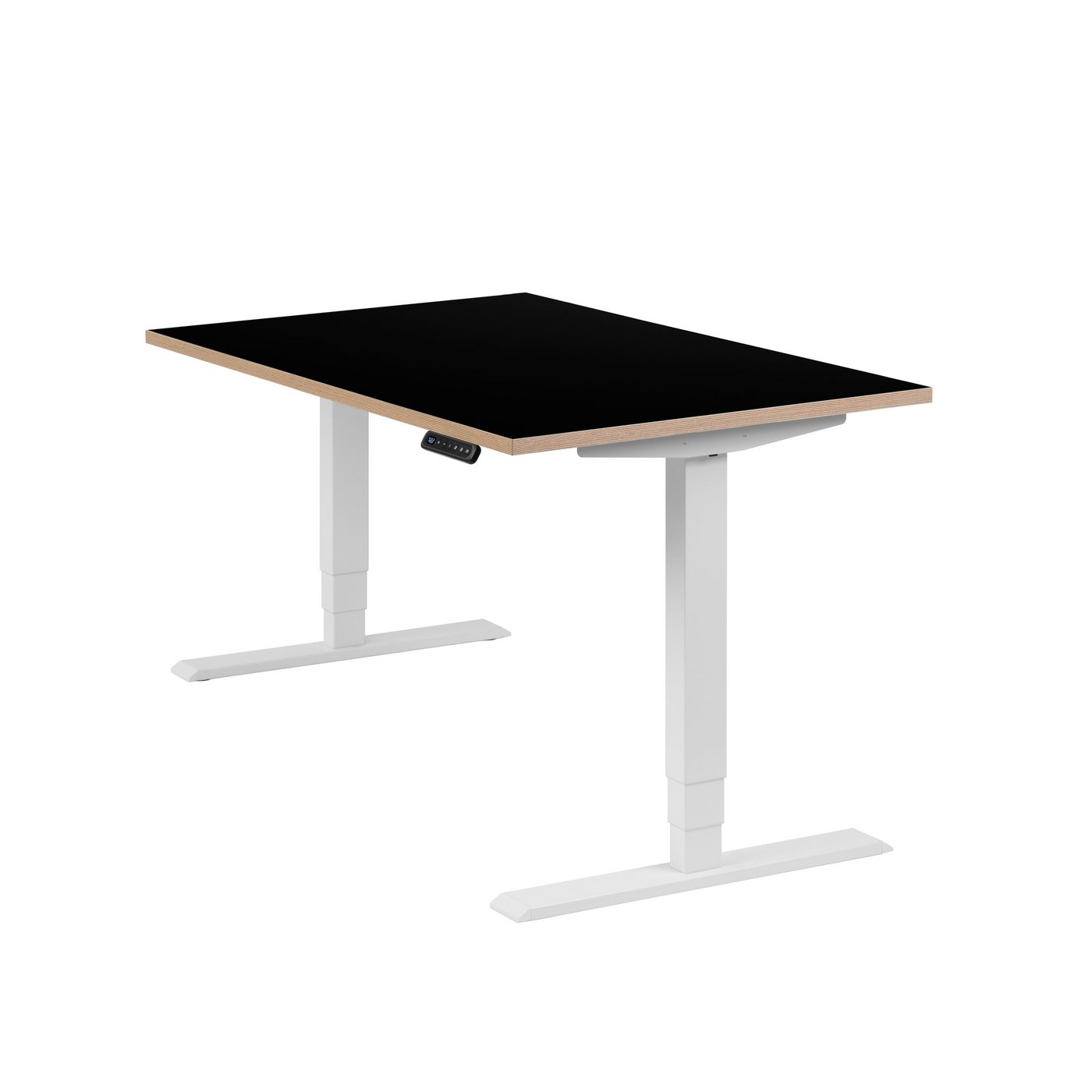 boho office® Schreibtisch Homedesk, Weiß elektrisch höhenverstellbar - Tischplatte Schwarz 120 x 80 cm von boho office®