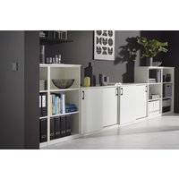 Büro-Schiebetürenschrank weiß/Wildeiche 100,1 x 80 x 40,3 cm – Büro-Schrank Sideboard 2 Schiebetüren, 1 Einlegeboden von boho office