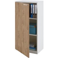 Büroschrank weiß/Wildeiche (Tür links) 50 x 116,3 x 40,3 cm – Büro-Schrank 3 Ordner, Aktenschrank 2 Einlegeböden von boho office