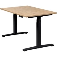 Höhenverstellbarer Schreibtisch "Basic Line", schwarz, Tischplatte 120 x 80 cm Wildeiche, elektrisch höhenverstellbar, Stehschreibtisch, Tischgestell von boho office