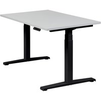 Höhenverstellbarer Schreibtisch "Basic Line", schwarz, Tischplatte 120 x 80 cm lichtgrau, elektrisch höhenverstellbar, Stehschreibtisch, Tischgestell von boho office