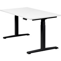 Höhenverstellbarer Schreibtisch "Basic Line", schwarz, Tischplatte 140 x 80 cm weiß, elektrisch höhenverstellbar, Stehschreibtisch, Tischgestell von boho office