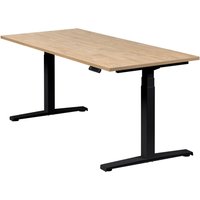Höhenverstellbarer Schreibtisch "Basic Line", schwarz, Tischplatte 180 x 80 cm Wildeiche, elektrisch höhenverstellbar, Stehschreibtisch, Tischgestell von boho office