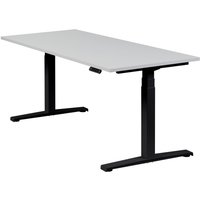 Höhenverstellbarer Schreibtisch "Basic Line", schwarz, Tischplatte 180 x 80 cm lichtgrau, elektrisch höhenverstellbar, Stehschreibtisch, Tischgestell von boho office