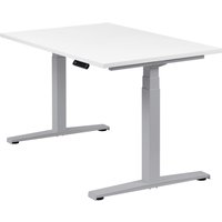 Höhenverstellbarer Schreibtisch "Basic Line", silber, Tischplatte 120 x 80 cm weiß, elektrisch höhenverstellbar, Stehschreibtisch, Tischgestell von boho office