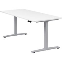 Höhenverstellbarer Schreibtisch "Basic Line", silber, Tischplatte 180 x 80 cm weiß, elektrisch höhenverstellbar, Stehschreibtisch, Tischgestell von boho office