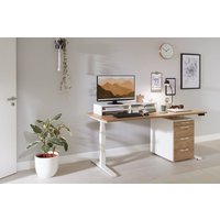 Höhenverstellbarer Schreibtisch "Basic Line", weiß, Tischplatte 140 x 80 cm lichtgrau, elektrisch höhenverstellbar, Stehschreibtisch, Tischgestell von boho office