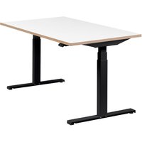 Höhenverstellbarer Schreibtisch "Easydesk", schwarz, Tischplatte 140 x 80 cm weiß, elektrisch höhenverstellbar, Stehschreibtisch, Tischgestell von boho office