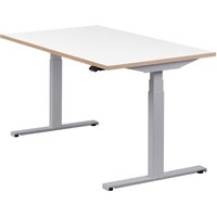 Höhenverstellbarer Schreibtisch "Easydesk", silber, Tischplatte 140 x 80 cm weiß, elektrisch höhenverstellbar, Stehschreibtisch, Tischgestell von boho office