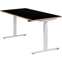 Höhenverstellbarer Schreibtisch "Easydesk", weiß, Tischplatte 160 x 80 cm schwarz, elektrisch höhenverstellbar, Stehschreibtisch, Tischgestell von boho office