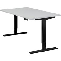 Höhenverstellbarer Schreibtisch "Homedesk", schwarz, Tischplatte 140 x 80 cm lichtgrau, elektrisch höhenverstellbar, Stehschreibtisch, Tischgestell von boho office