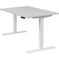 Höhenverstellbarer Schreibtisch "Homedesk", weiß, Tischplatte 120 x 80 cm lichtgrau, elektrisch höhenverstellbar, Stehschreibtisch, Tischgestell von boho office