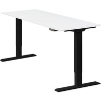 Höhenverstellbarer Schreibtisch "Homedesk Eco", Schwarz, Tischplatte 150 x 60 cm weiß, elektrisch stufenlos höhenverstellbar, Stehschreibtisch, Tischgestell von boho office