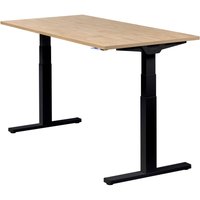 Höhenverstellbarer Schreibtisch "Premium Line", schwarz, Tischplatte 160 x 80 cm Wildeiche, elektrisch höhenverstellbar, Stehschreibtisch, Tischgestell von boho office