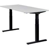Höhenverstellbarer Schreibtisch "Premium Line", schwarz, Tischplatte 180 x 80 cm lichtgrau, elektrisch höhenverstellbar, Stehschreibtisch, Tischgestell von boho office
