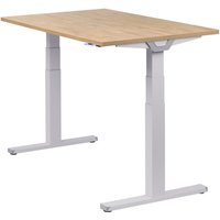 Höhenverstellbarer Schreibtisch "Premium Line", silber, Tischplatte 120 x 80 cm Wildeiche, elektrisch höhenverstellbar, Stehschreibtisch, Tischgestell von boho office