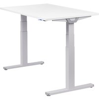 Höhenverstellbarer Schreibtisch "Premium Line", silber, Tischplatte 120 x 80 cm weiß, elektrisch höhenverstellbar, Stehschreibtisch, Tischgestell von boho office