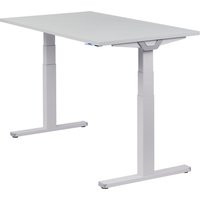 Höhenverstellbarer Schreibtisch "Premium Line", silber, Tischplatte 140 x 80 cm lichtgrau, elektrisch höhenverstellbar, Stehschreibtisch, Tischgestell von boho office