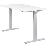 Höhenverstellbarer Schreibtisch "Premium Line", silber, Tischplatte 160 x 80 cm weiß, elektrisch höhenverstellbar, Stehschreibtisch, Tischgestell von boho office