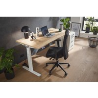 Höhenverstellbarer Schreibtisch "Premium Line", weiß, Tischplatte 120 x 80 cm lichtgrau, elektrisch höhenverstellbar, Stehschreibtisch, Tischgestell von boho office