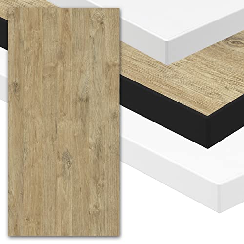 boho office® Schreibtischplatte, Tischplatte – 140 x 80 x 2,5 cm in Wildeiche Premium-Dekor mit schwarzer Kante, Kratzfest und seidenmatt glänzend von boho office