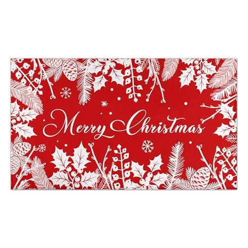 Fußmatte für den Außenbereich, rutschfest, Tannenzapfen, Tannenzapfen, waschbar, 43,2 x 76,2 cm, Weihnachtsdekorationen für Zuhause, drinnen und draußen, Rot Fußmatte für den Außenbereich, rutschfest, Tannenzapfen, Tannenzapfen, waschbar, 43,2 x 76,2 cm, Weihnachtsdekorationen für Zuhause, drinnen und draußen, Rot von boilopp home