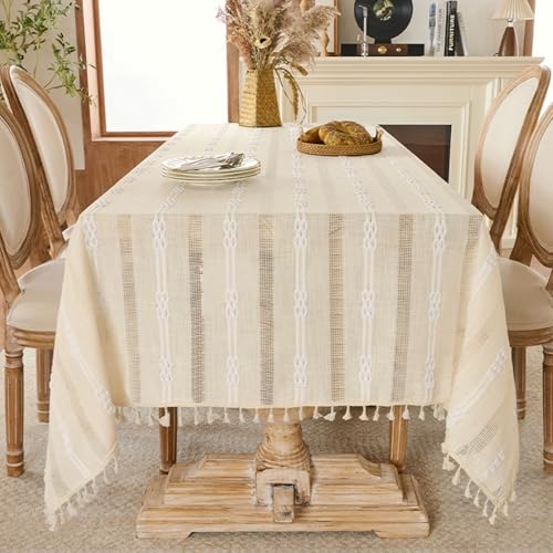 Baumwoll-Leinen-Tischdecke mit Quasten rechteckig Bestickt einfarbig staubdicht für Hochzeitsbankette Partys Geburtstage Picknicks Garten zu Hause zum Essen Baumwoll-Leinen-Tischdecke mit Quasten rechteckig Bestickt einfarbig staubdicht für Hochzeitsbankette Partys Geburtstage Picknicks Garten zu Hause zum Essen von boiszeda