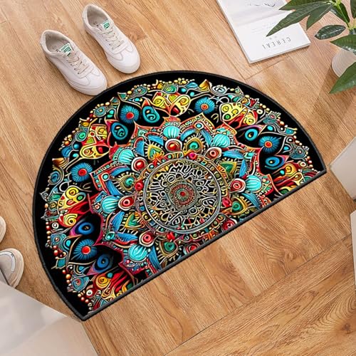 Halbkreisförmige Eingangsmatte Schuhabstreifmatte Schmutzfänger Boho Vintage Teppich für Innen- und Außenbereich Eingang Badezimmer Küche von boiszeda