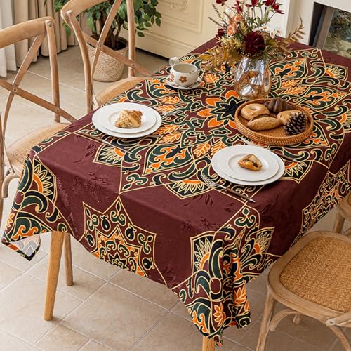 Mandala Boho Tischdecke Rechteckige wasserdichte Ethnische Tischdecke für Küche Esszimmer Picknick Gartenparty von boiszeda